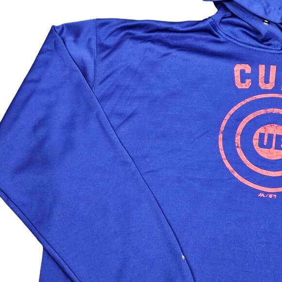 Majestic Chicago Cubs Blue Screenprinted Hoodie Sweatshirt Mens Size 3XL Tall - Picture 3 of 10